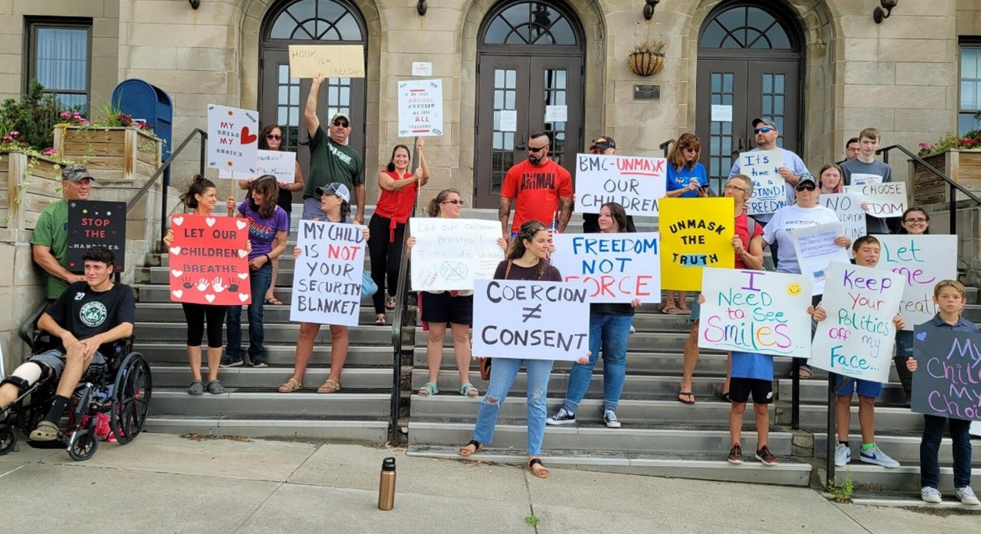 Parents protest against mask mandate for school children
